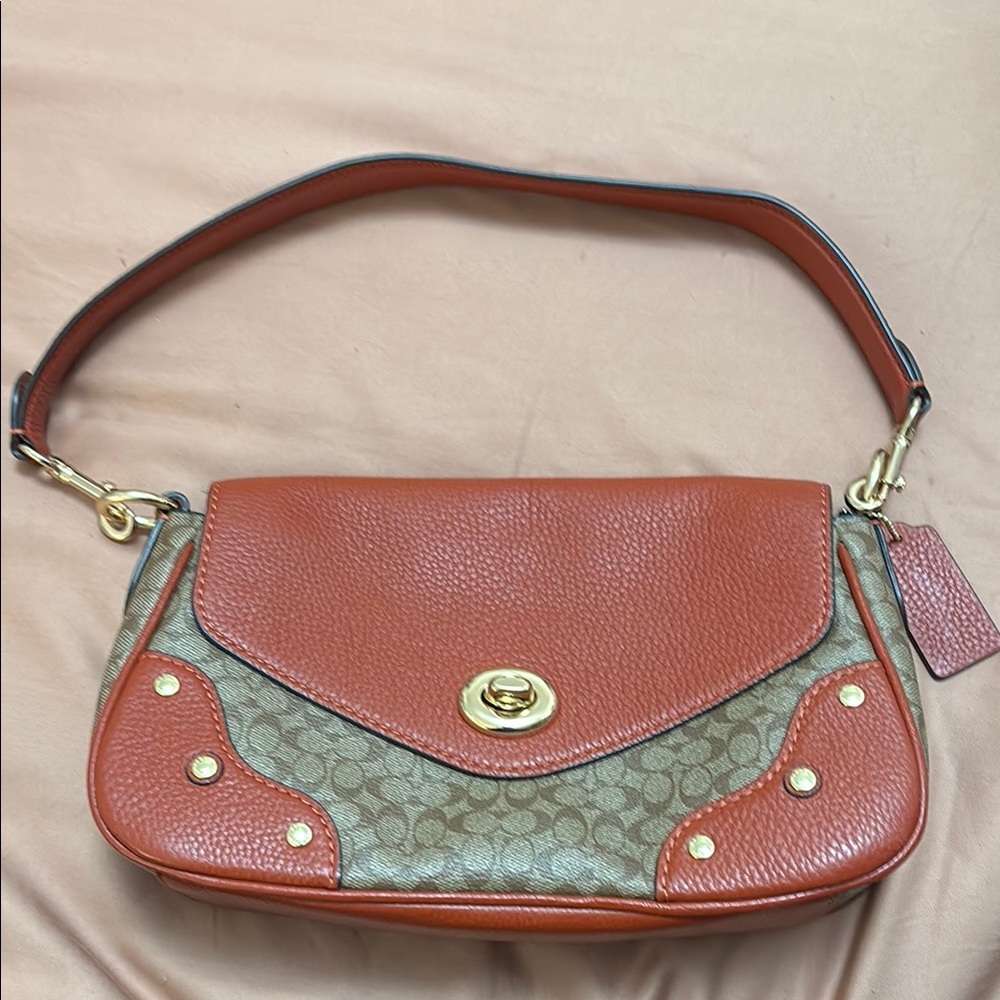 Coach Orange and Tan Bag